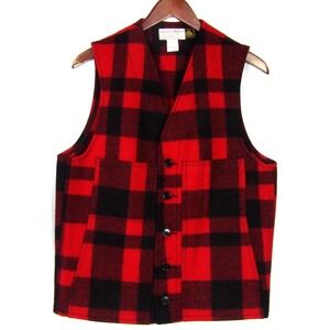 FILSON 100% Virgin Wool Buffalo Plaid Mackinaw Button Up Vest Men's 38 NWOT!‎